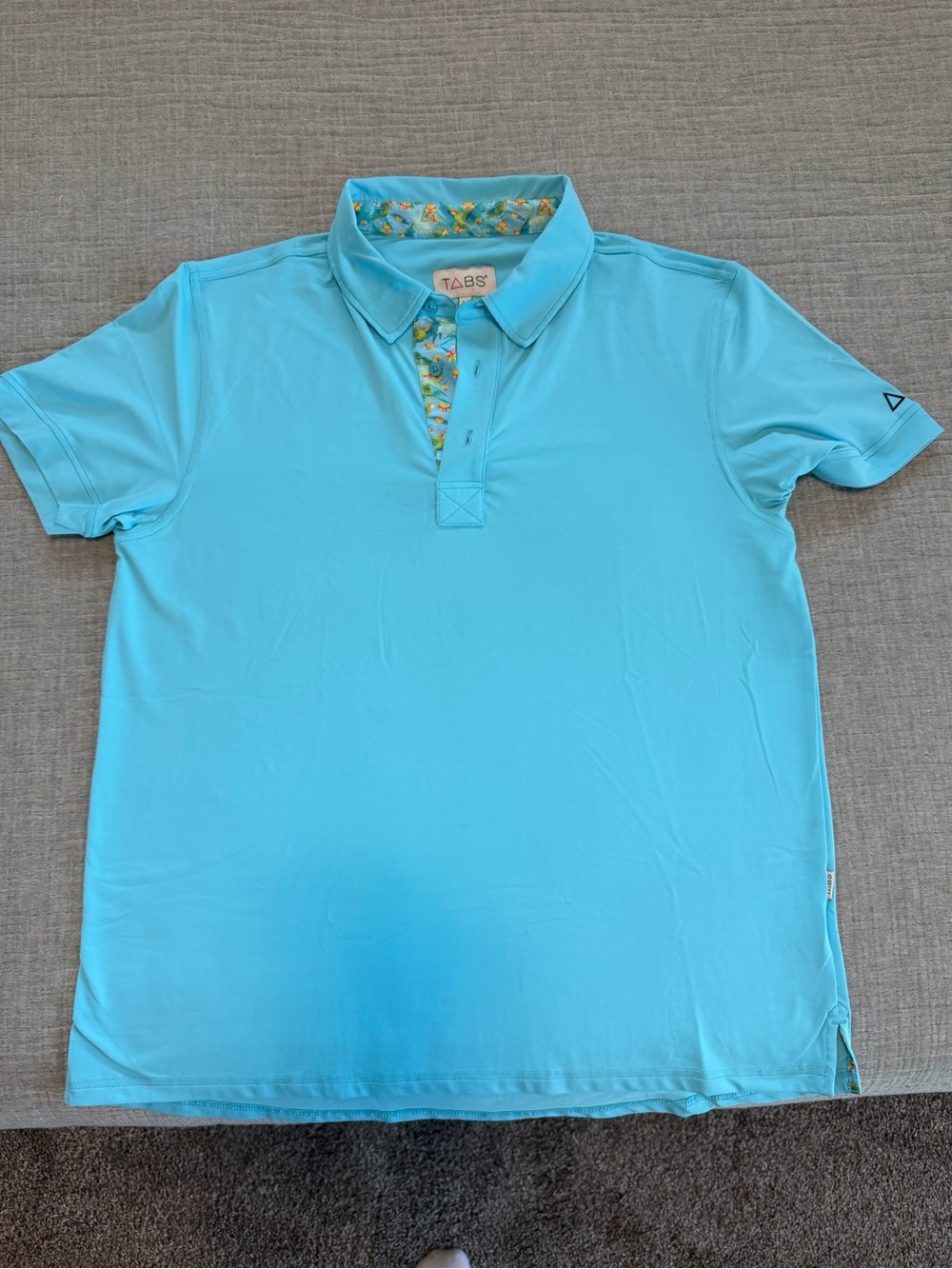 Men’s Light Blue Polo with Printed Placket